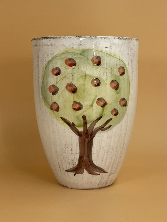 Vintage Hand Painted Apple Tree Vase