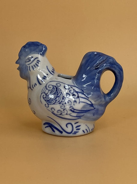 Vintage Blue and White Painted Rooster