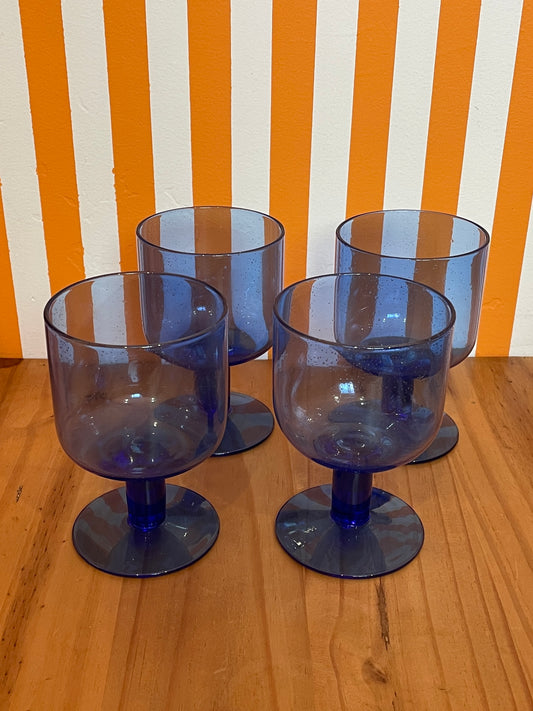 Hawkins New York Simple Seeded Glassware Set of 4 | Blue
