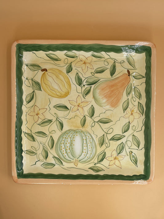 Vintage Painted Gourd Serving Platter