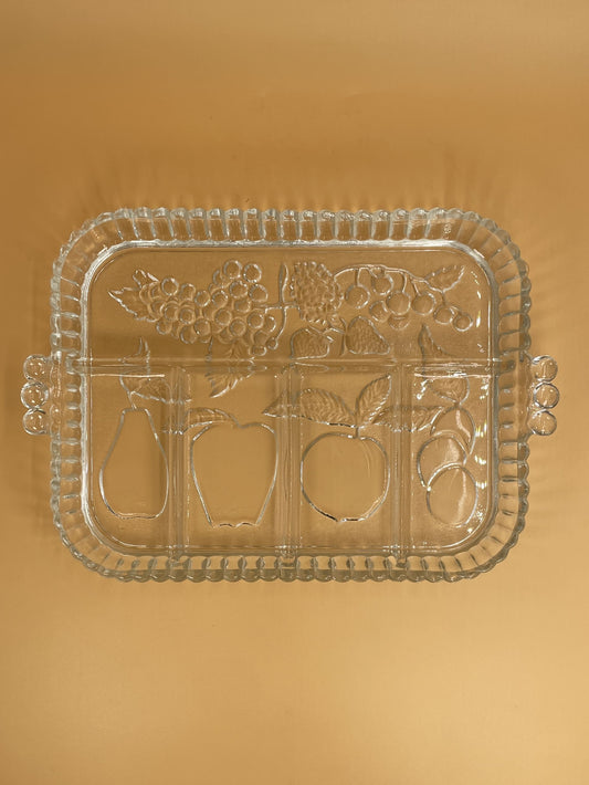 Vintage Glass Fruit Compartment Tray