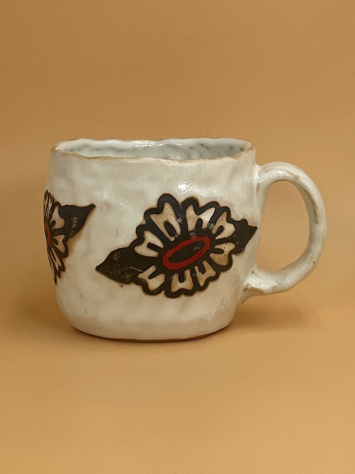 Katie Francis Pinch Flower Mug | White