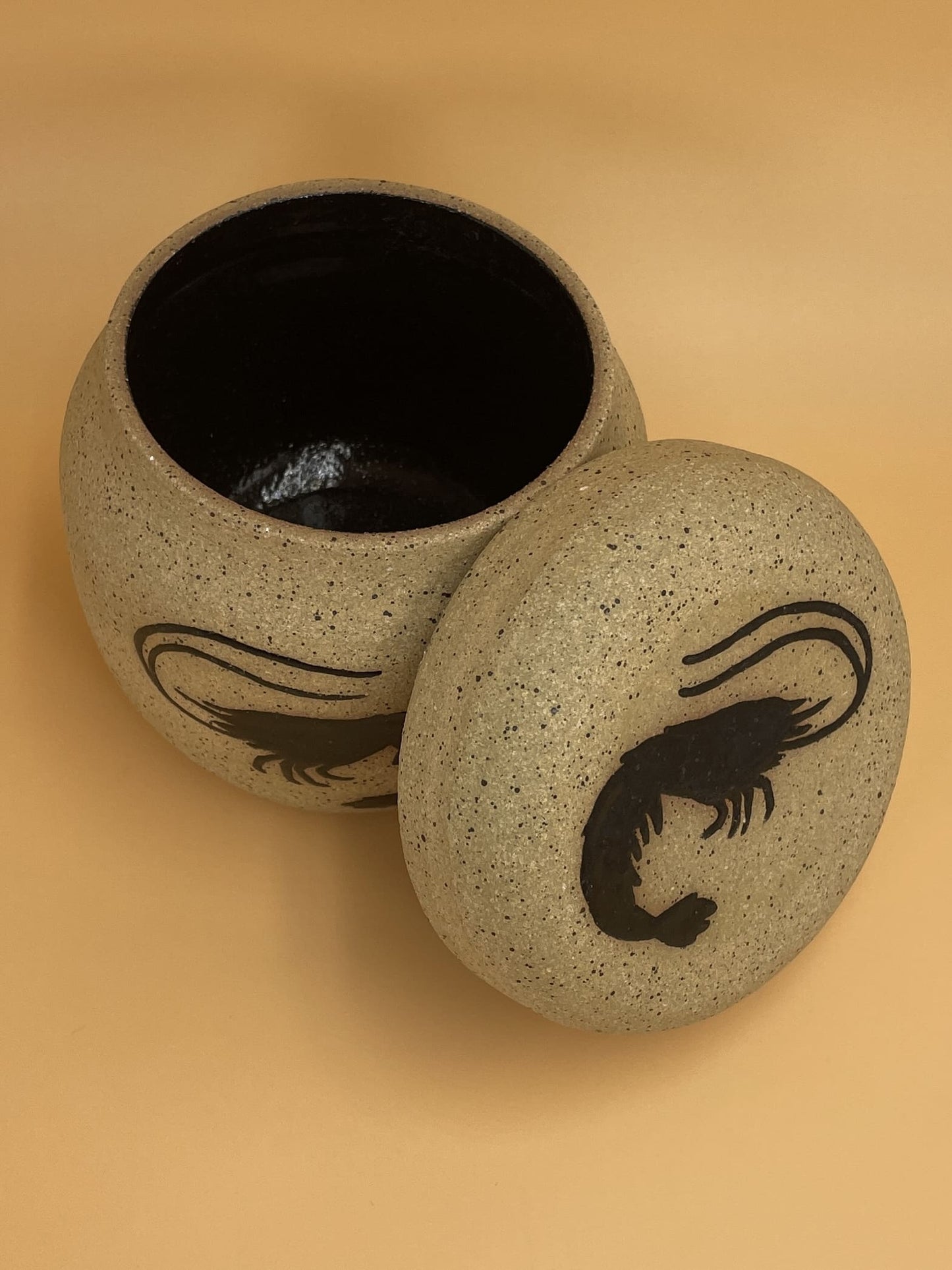Black Slip Babes Shrimp Jar with Lid