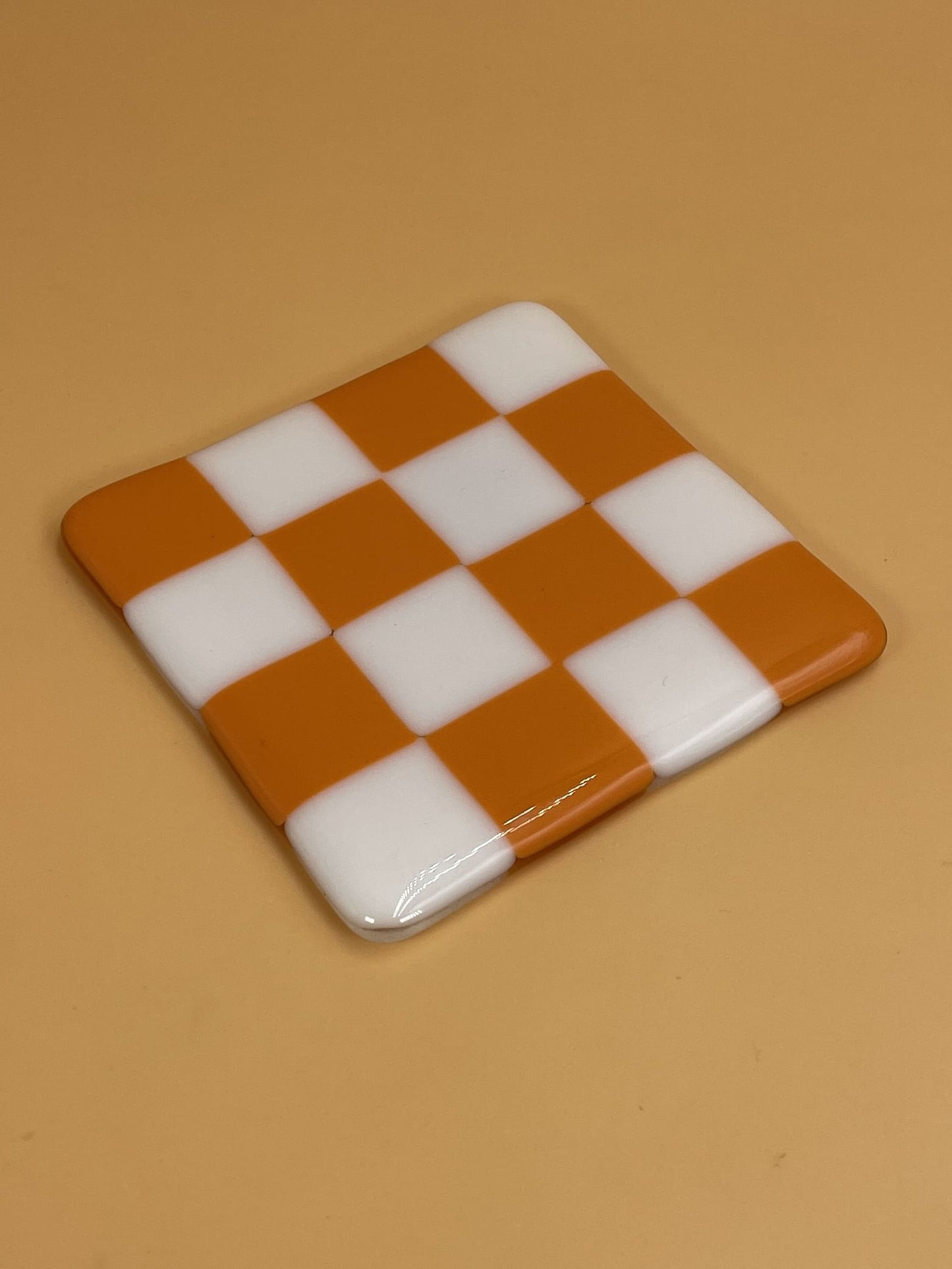 Art Schoool Dropout Infused Glass Coaster | Orange + White