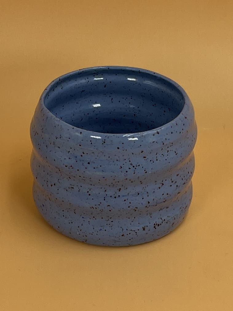 Wavy Fingers Speckled Jar | Blue