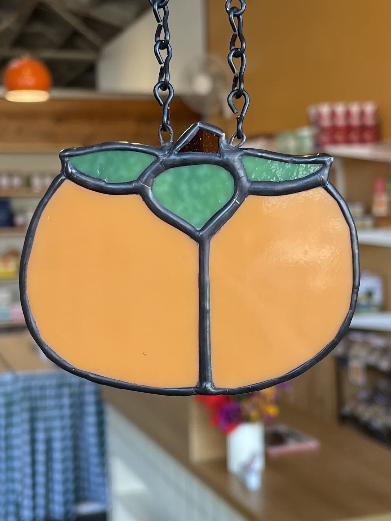 Botanic Beetle Stained Glass Hanging | Persimmon