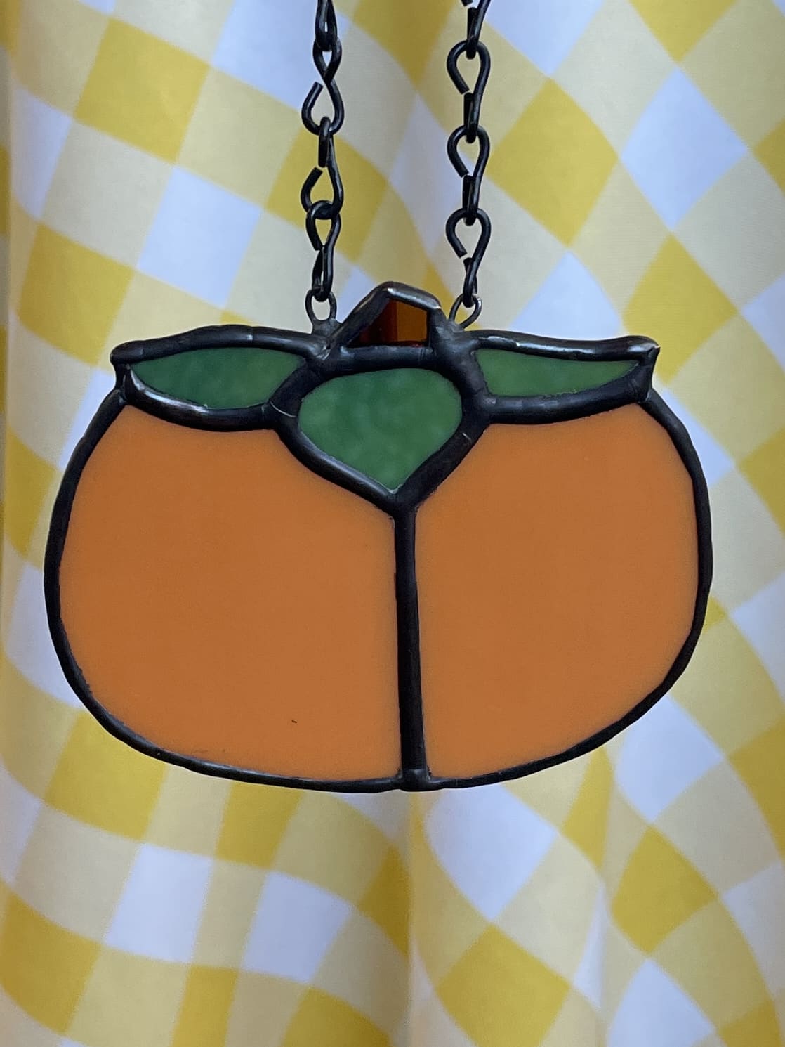 Botanic Beetle Stained Glass Hanging | Persimmon