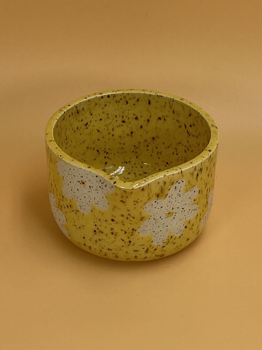 Art Schoool Dropout Matcha Bowl | Yellow with Daisies