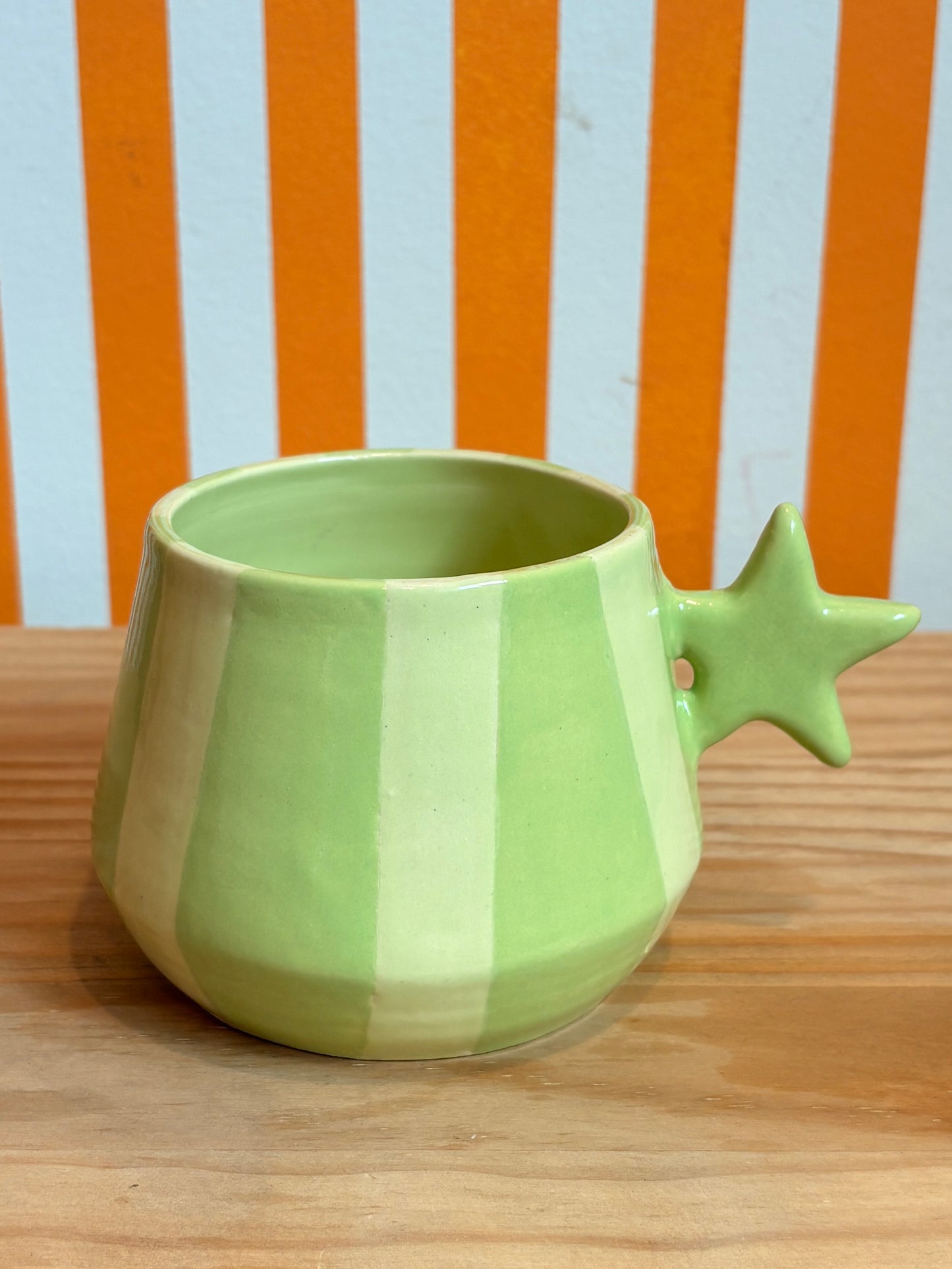 Mellow Ceramics Star Mug | Green + Yellow Stripe