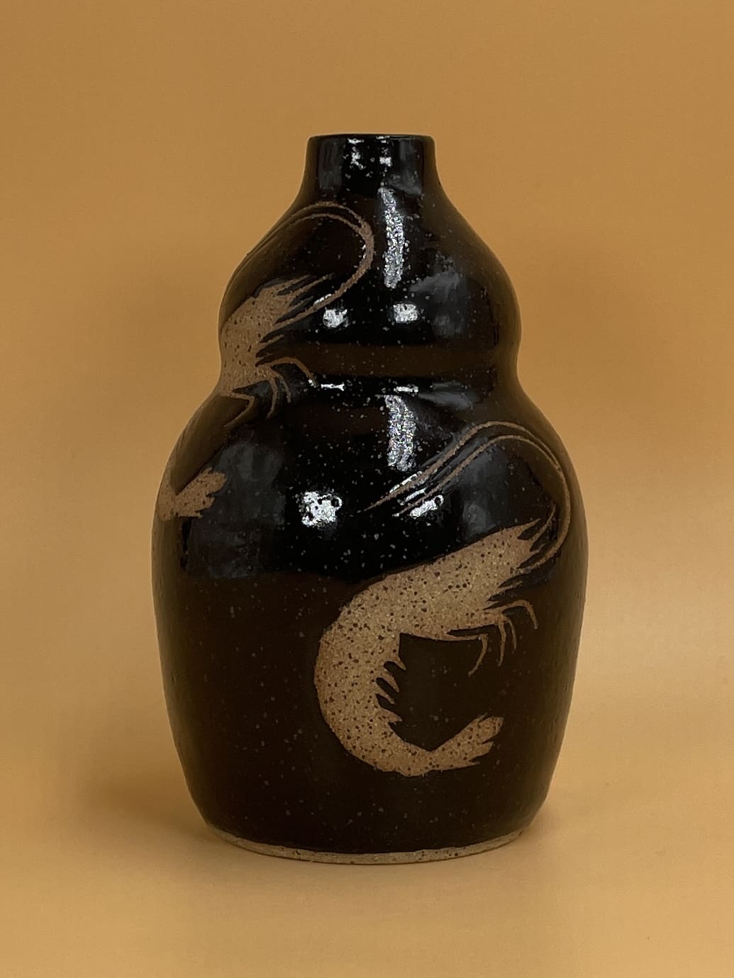 Black Slip Babes Shrimp Vase 5 1/2"