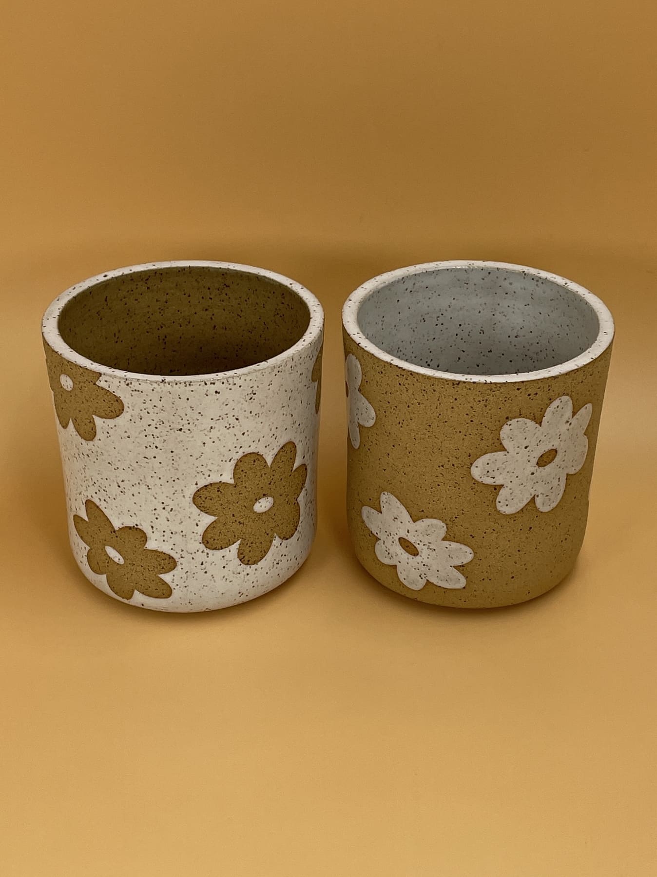 Art Schoool Dropout Set of 2 Mugs | White / Natural Daisies