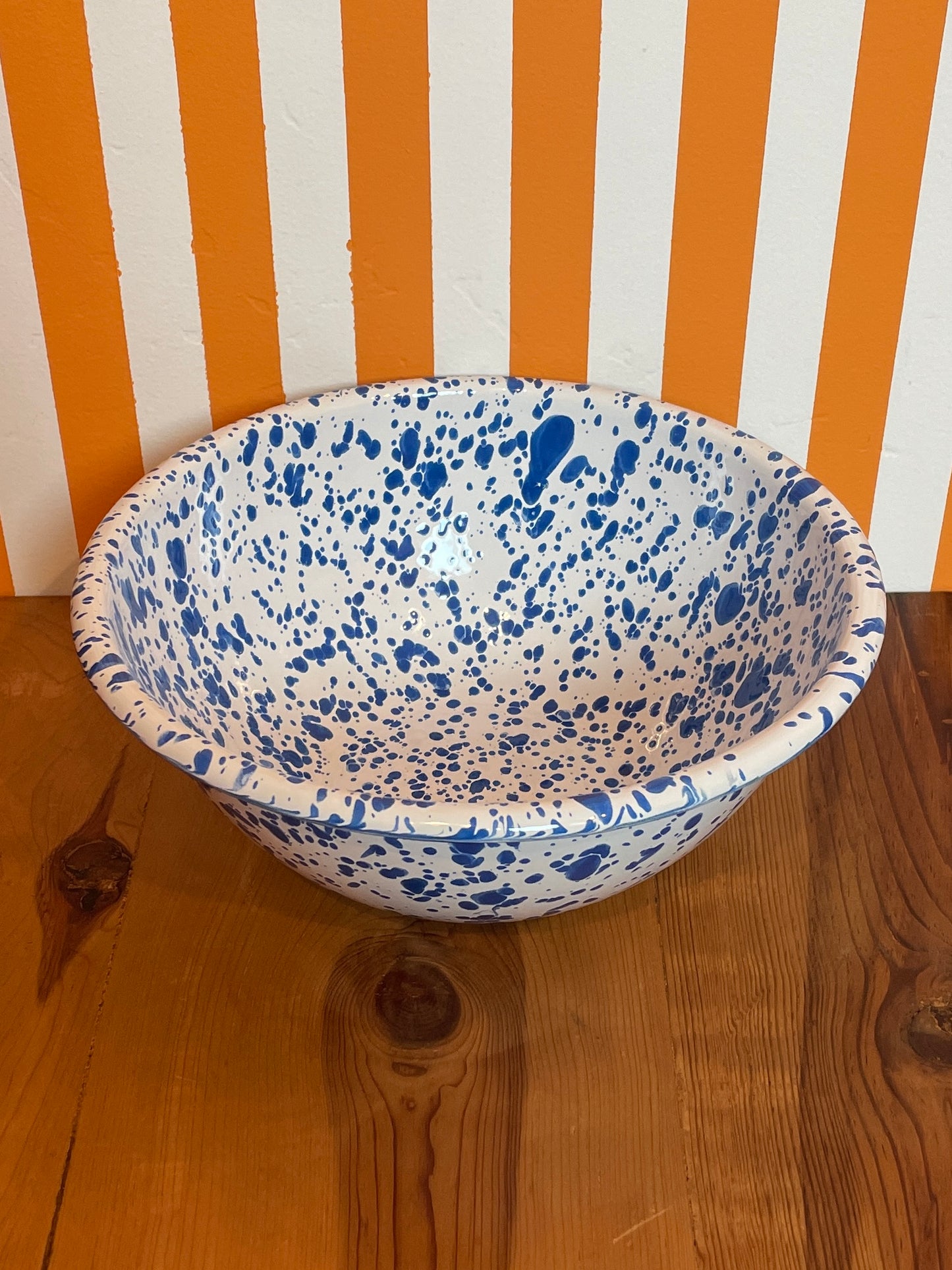 Enamelware Small Serving Bowl | Blue Splatter