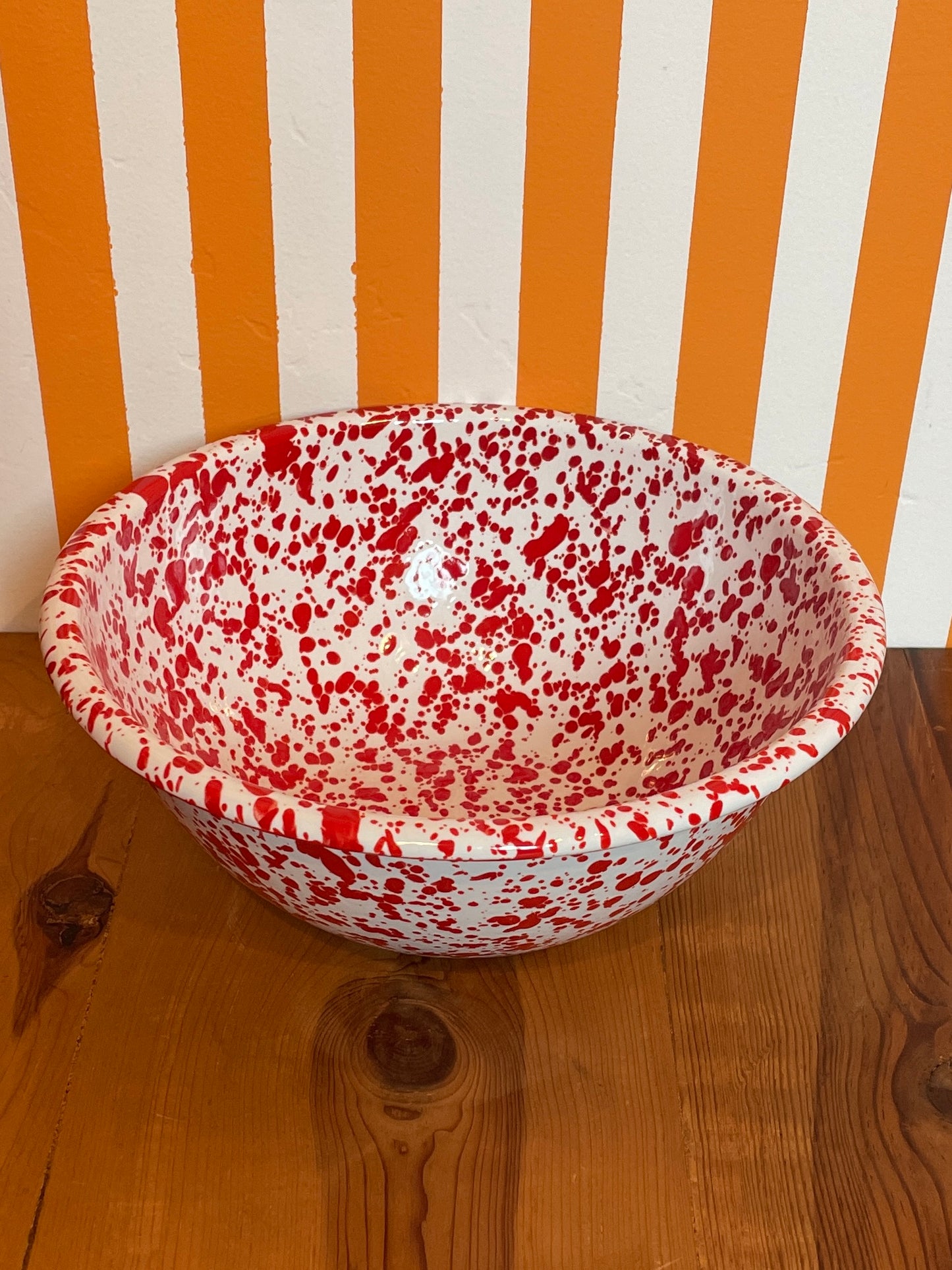 Enamelware Small Serving Bowl | Red Splatter