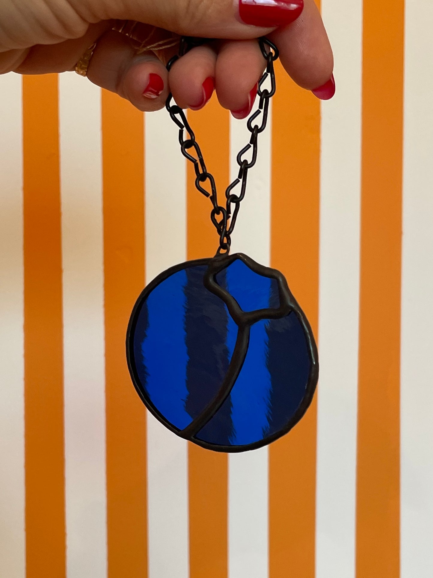 Botanic Beetle Stained Glass Hanging | Blueberry
