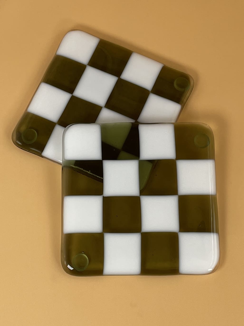 Art Schoool Dropout Infused Glass Coaster | Olive + White
