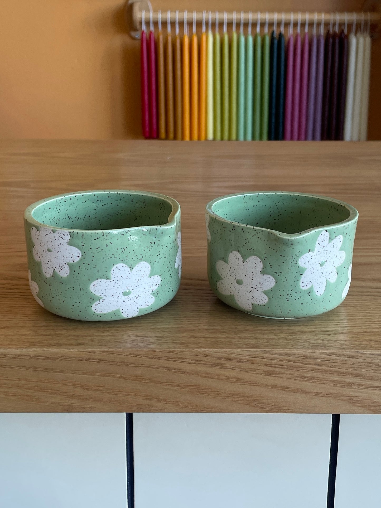 Art Schoool Dropout Matcha Bowl | Green with Daisies