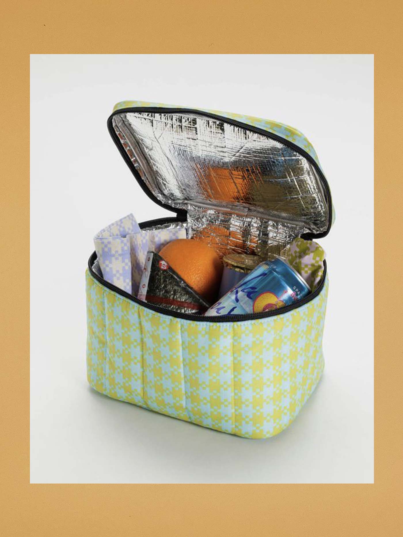 Baggu Puffy Lunch Bag | Mint Pixel Gingham