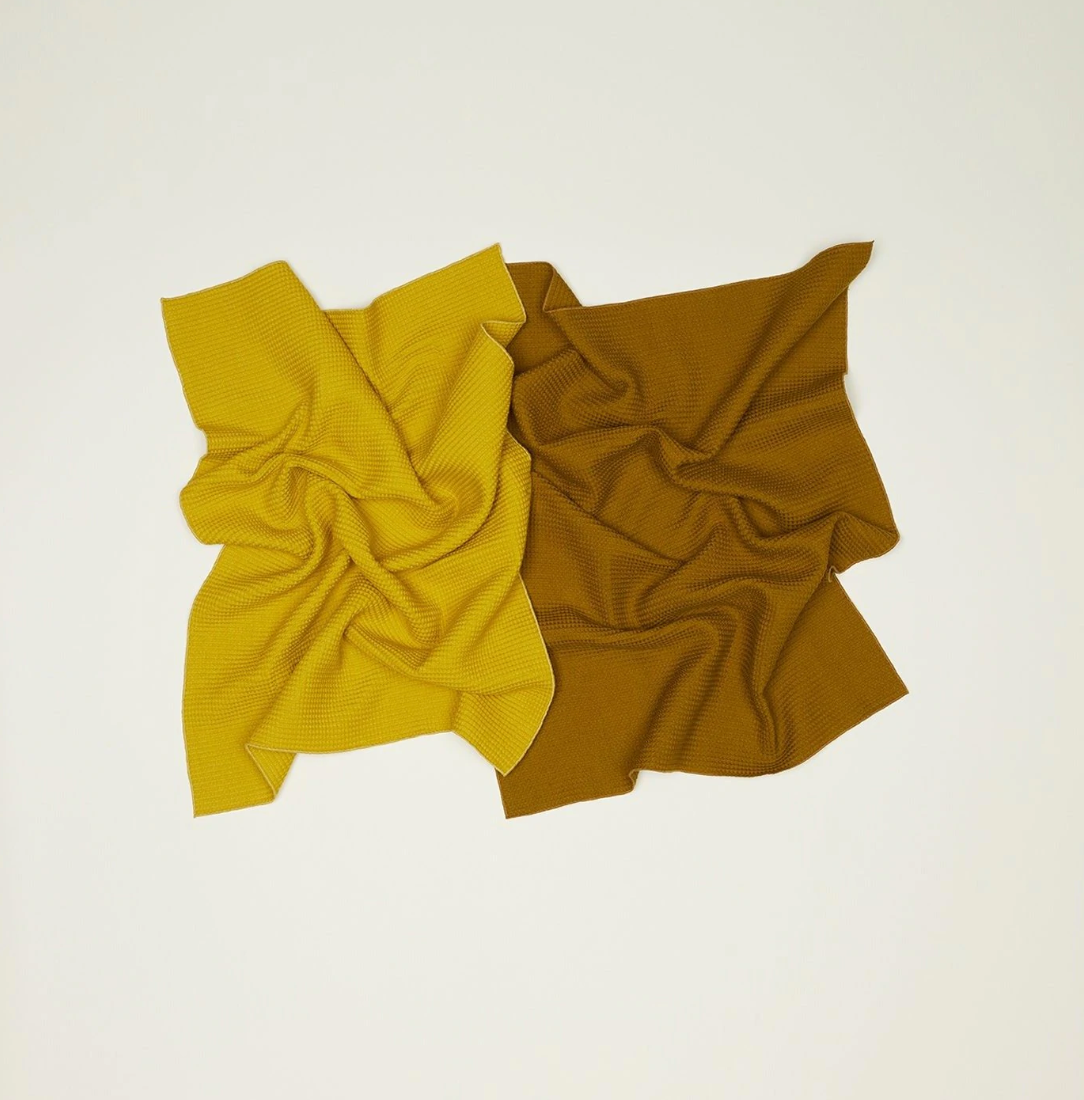 Hawkins New York Waffle Dish Towel Set | Mustard & Bronze