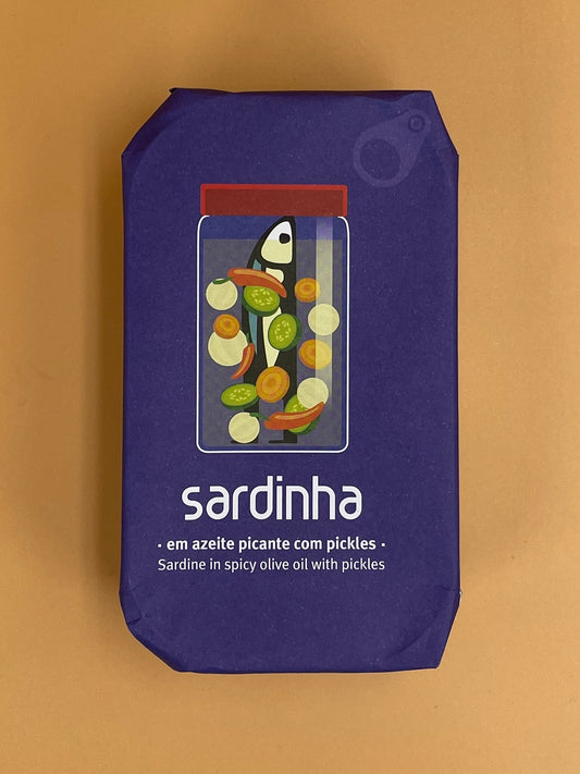 Sardinha Sardines in Spicy Olive Oil with Pickles