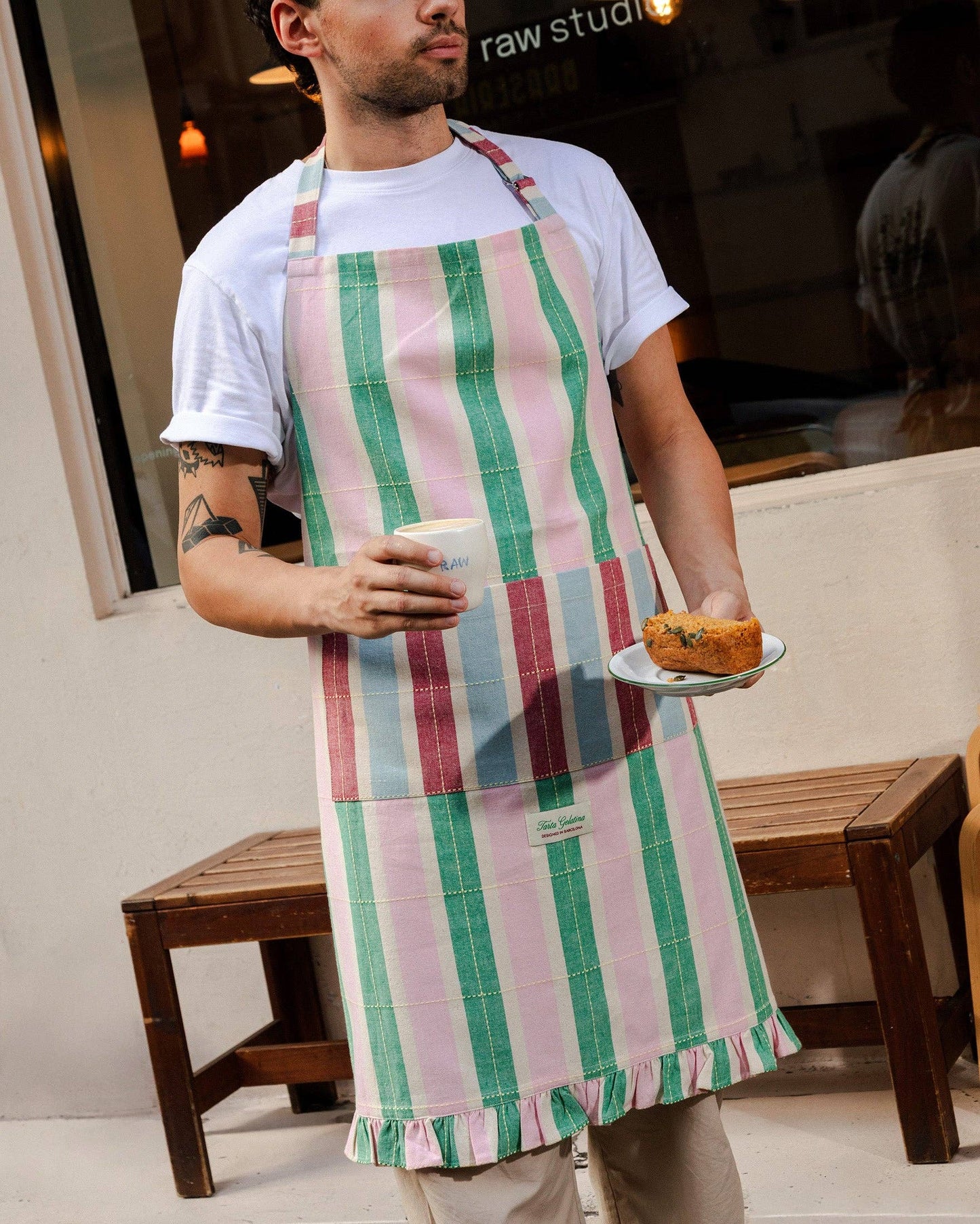 Tarta Gelatina Long Striped Apron