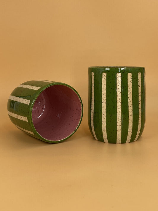 Mellow Ceramics Cup | Green Stripes