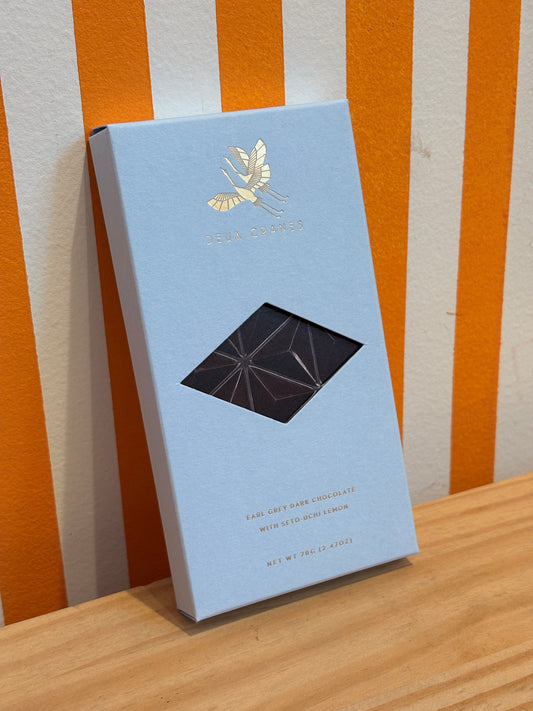 Deux Cranes Limited Edition: Earl Grey Dark Chocolate + Seto-Uchi Lemon