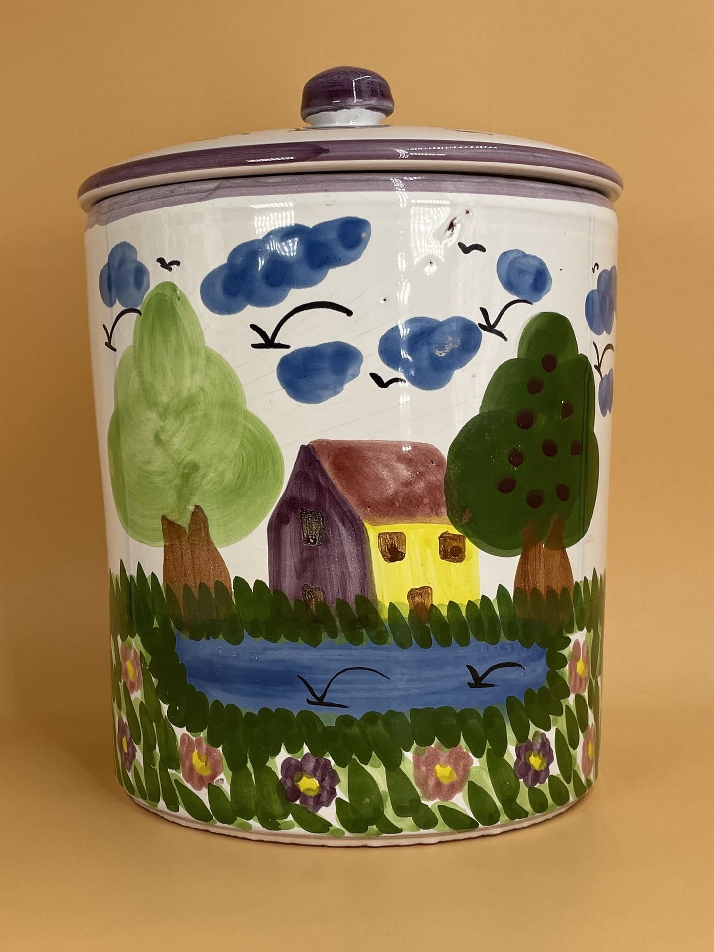 Vintage Hand Painted Home Cookie Jar