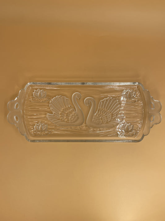 Vintage Glass Swan Tray