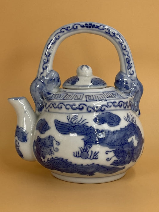Vintage Decorative Blue and White Dragon Teapot
