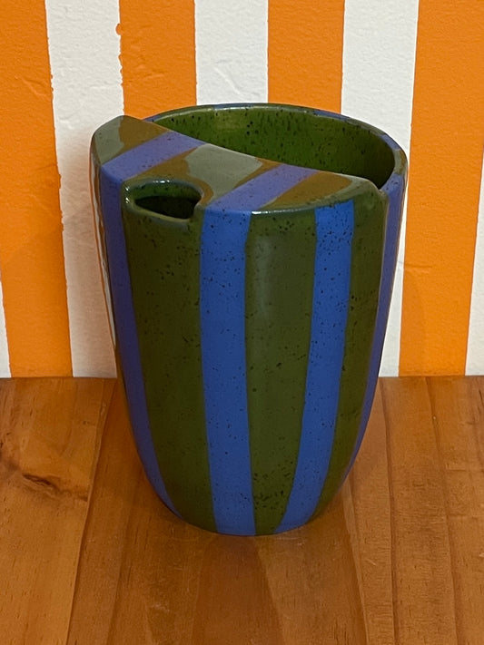 Mellow Ceramics To-Go Cup | Blue + Green Stripe