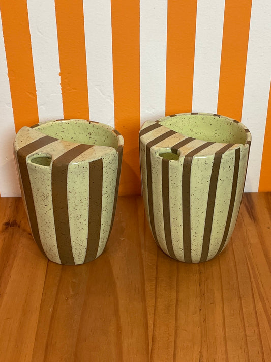 Mellow Ceramics To-Go Cup | Mint + Olive Stripe