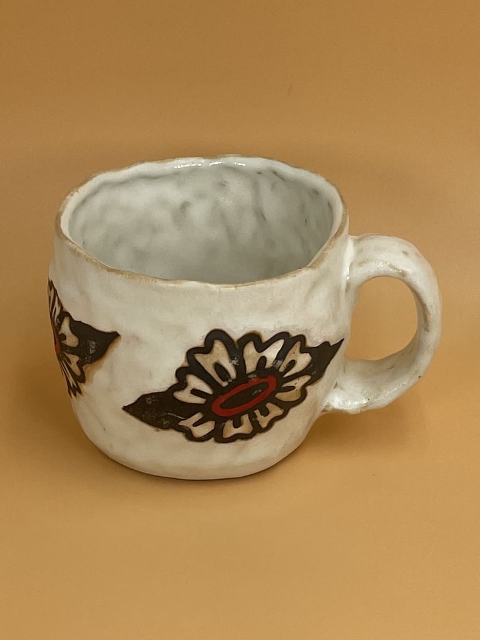 Katie Francis Pinch Flower Mug | White
