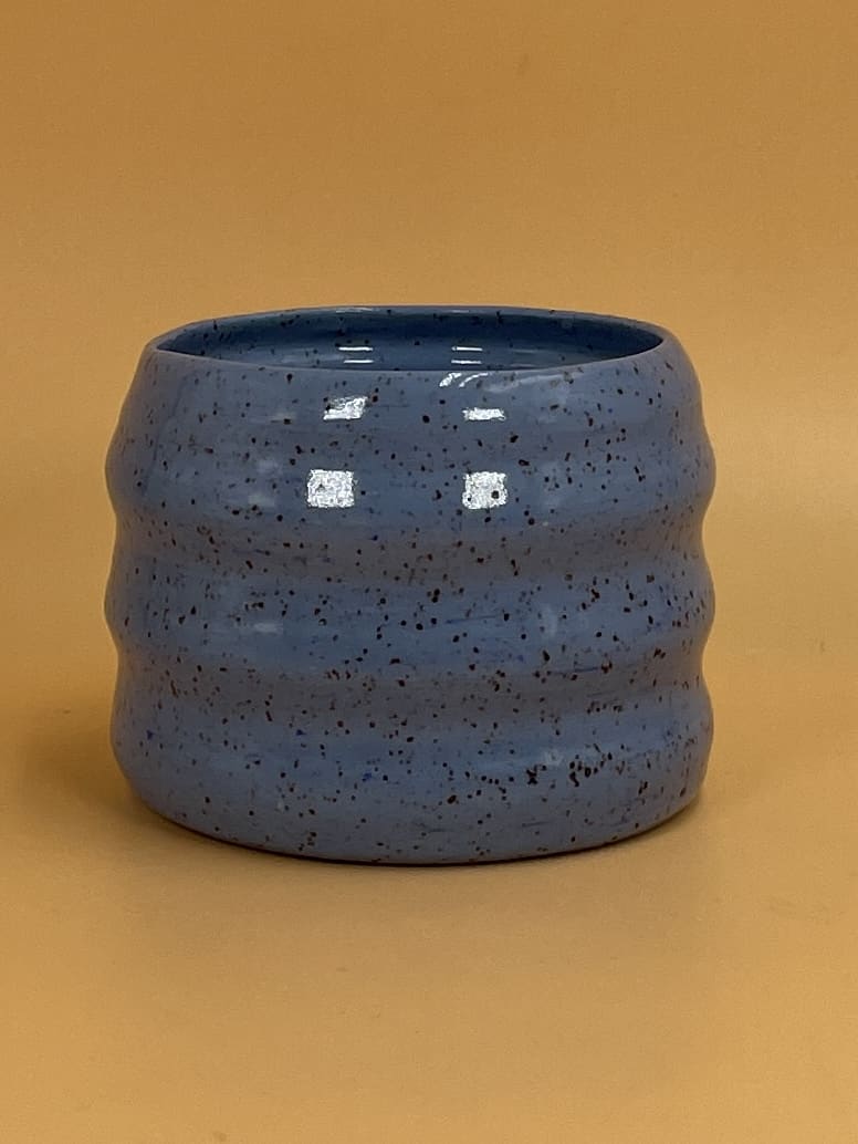Wavy Fingers Speckled Jar | Blue