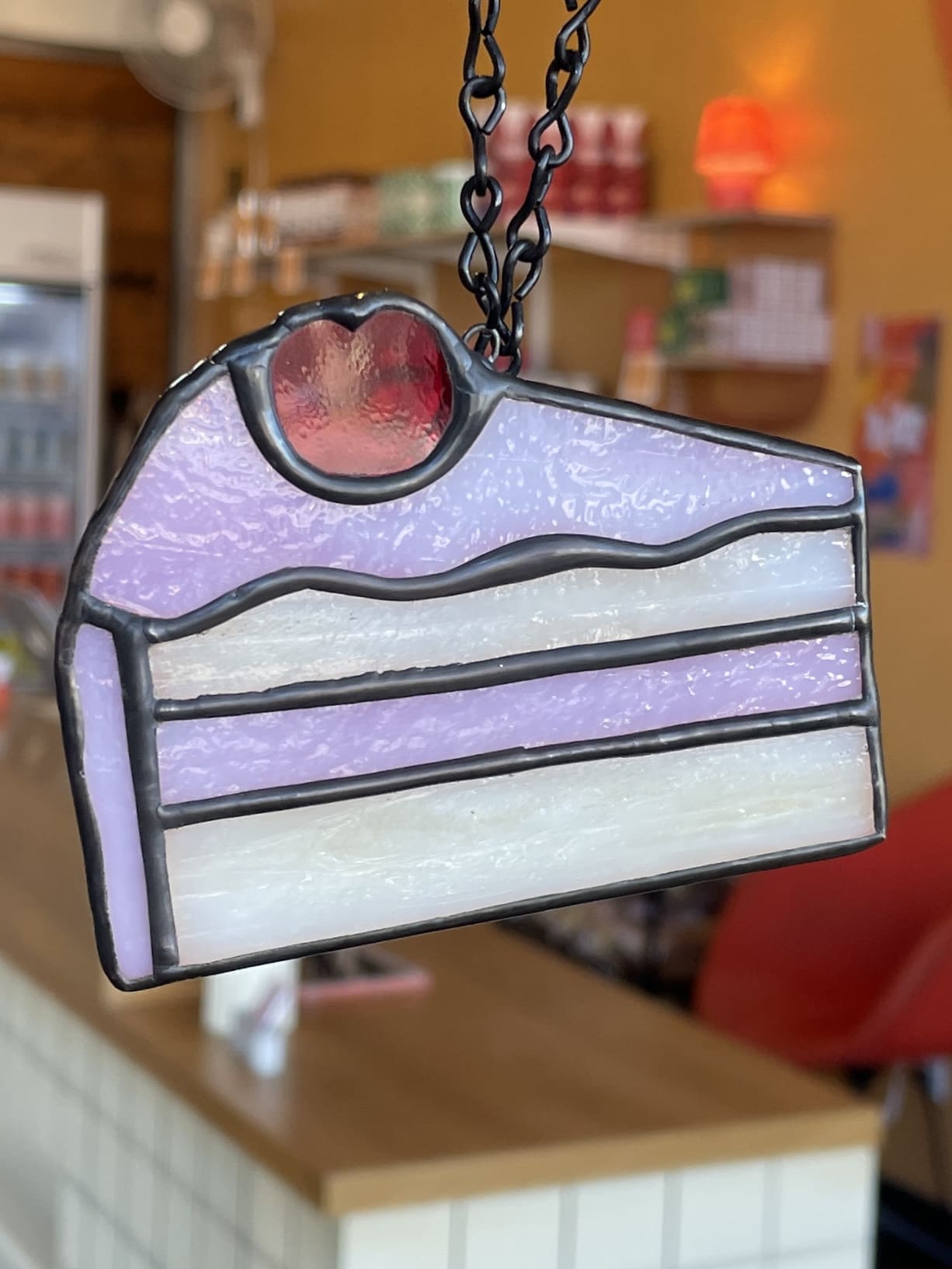 Botanic Beetle Stained Glass Hanging | Strawberry Cake