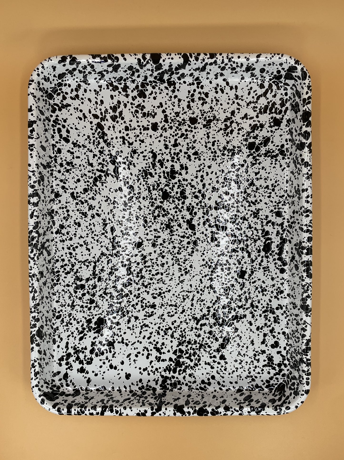 Enamelware Splatter Large Rectangle/Jelly Roll Tray | Black