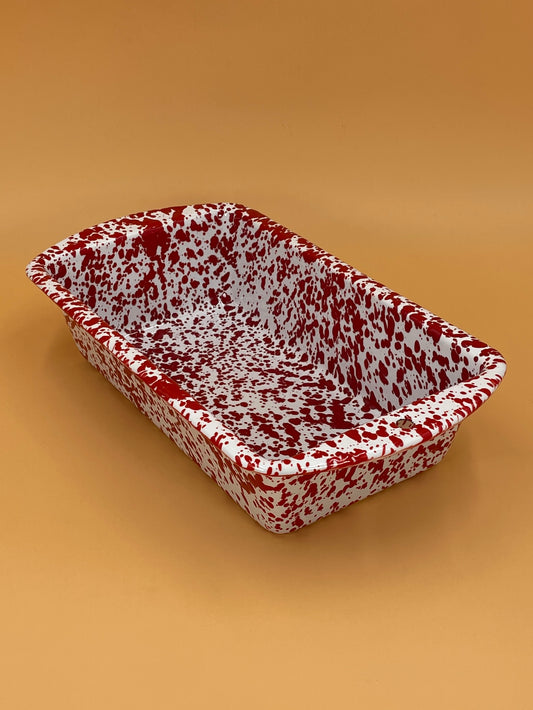 Enamelware Loaf Pan | Red Splatter