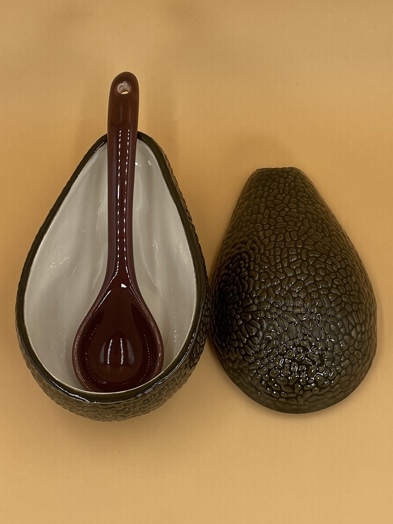 Vintage Avocado Dish + Spoon