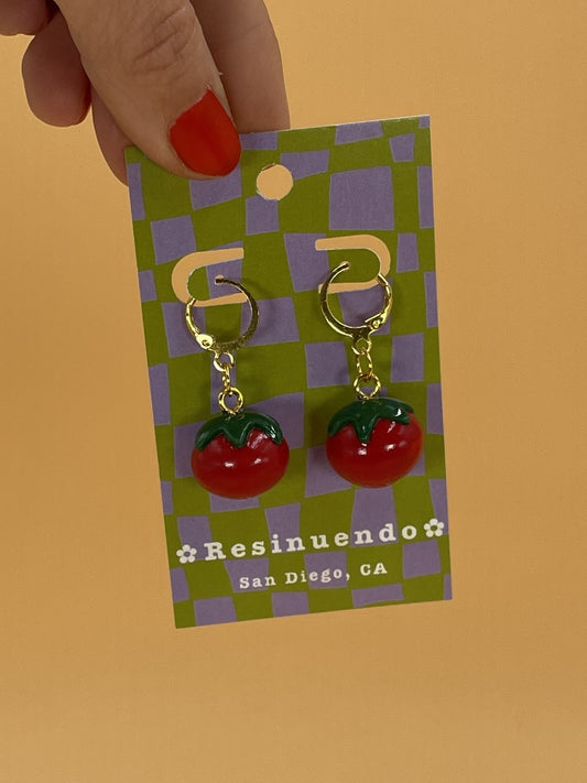 Resinuendo Earring Pair | Hand Painted Tomatoes