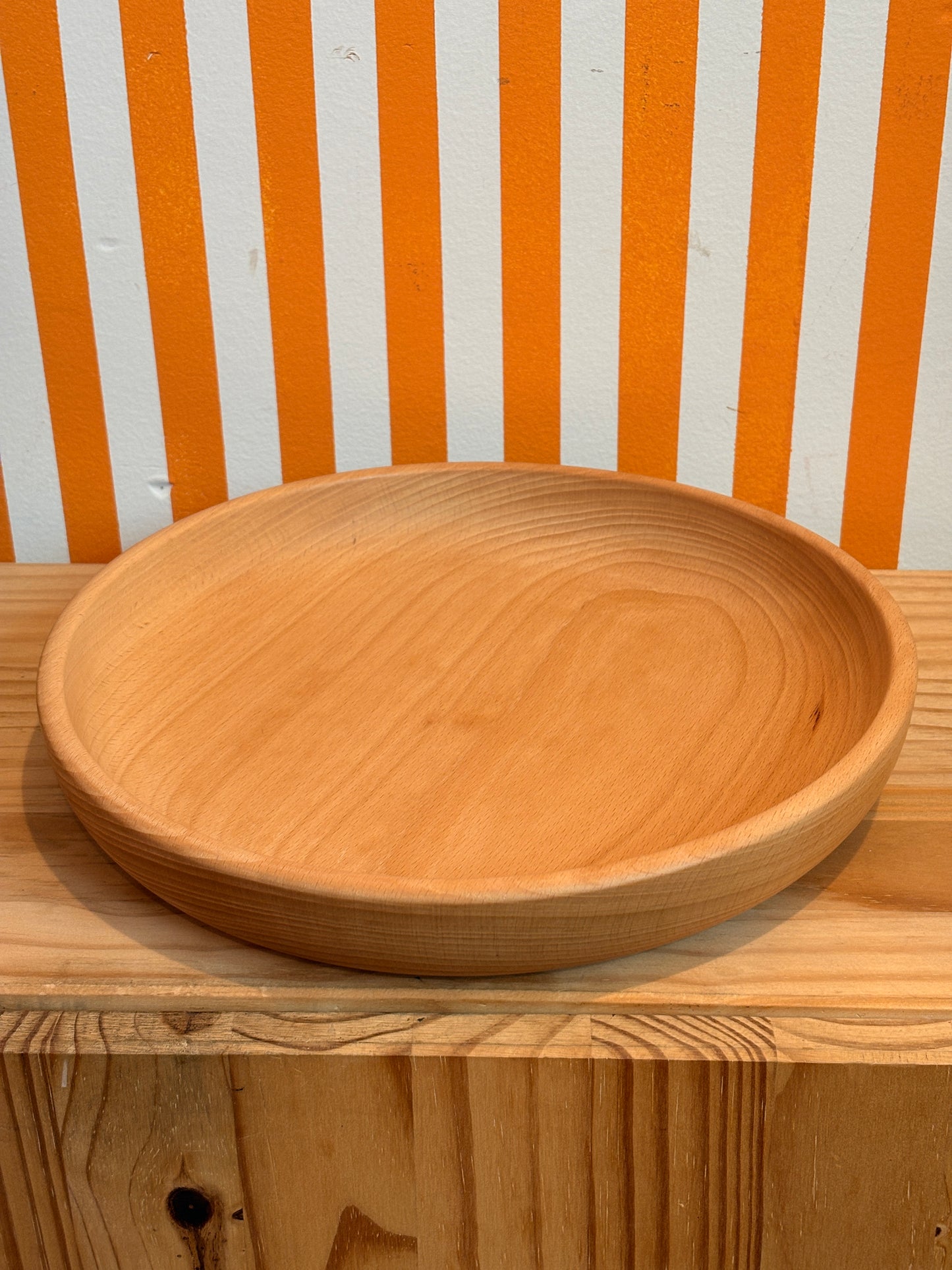 Beech Wood Shallow Serving / Fruit Bowl