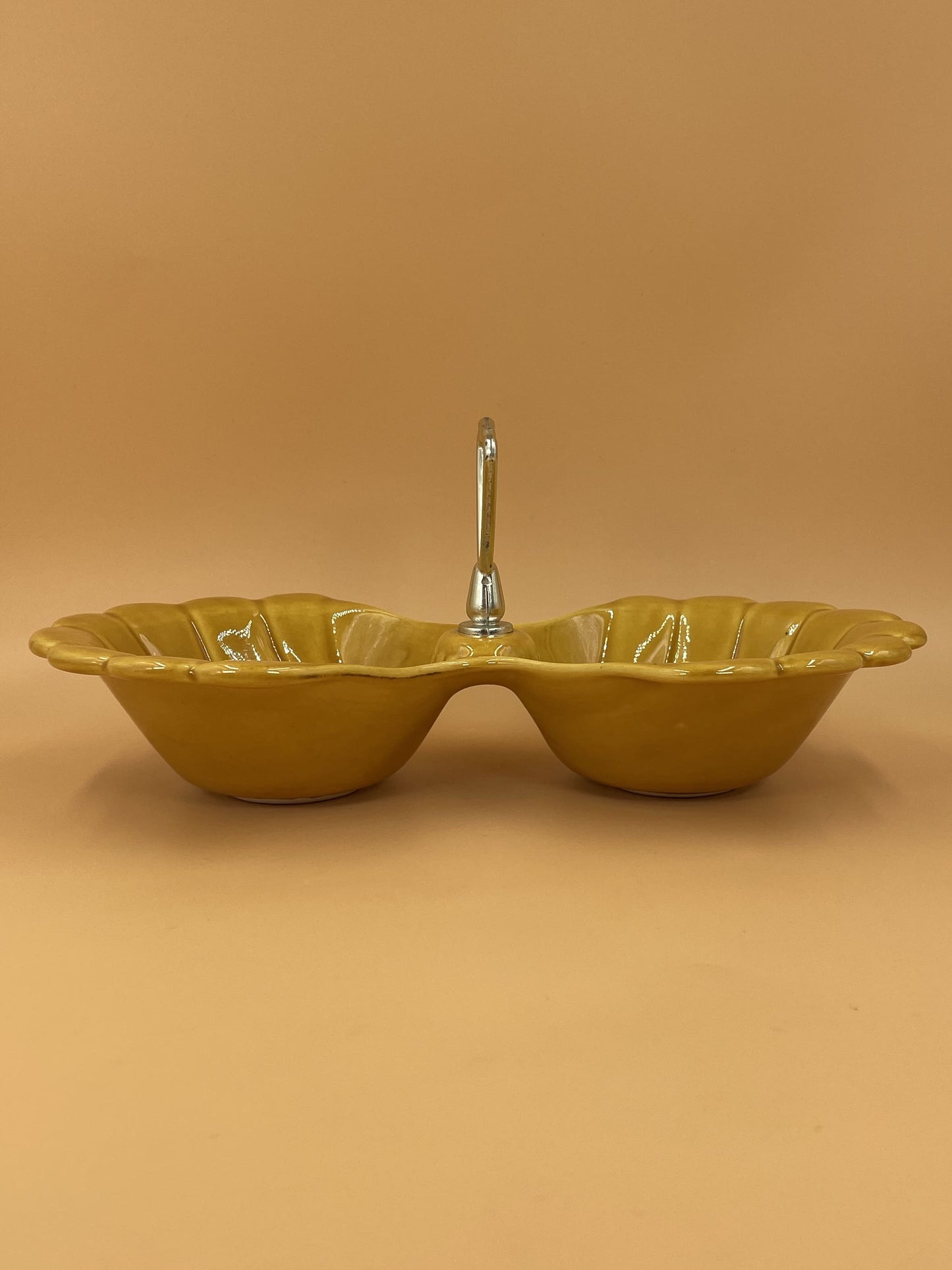 Mid Century California Pottery Double Dish