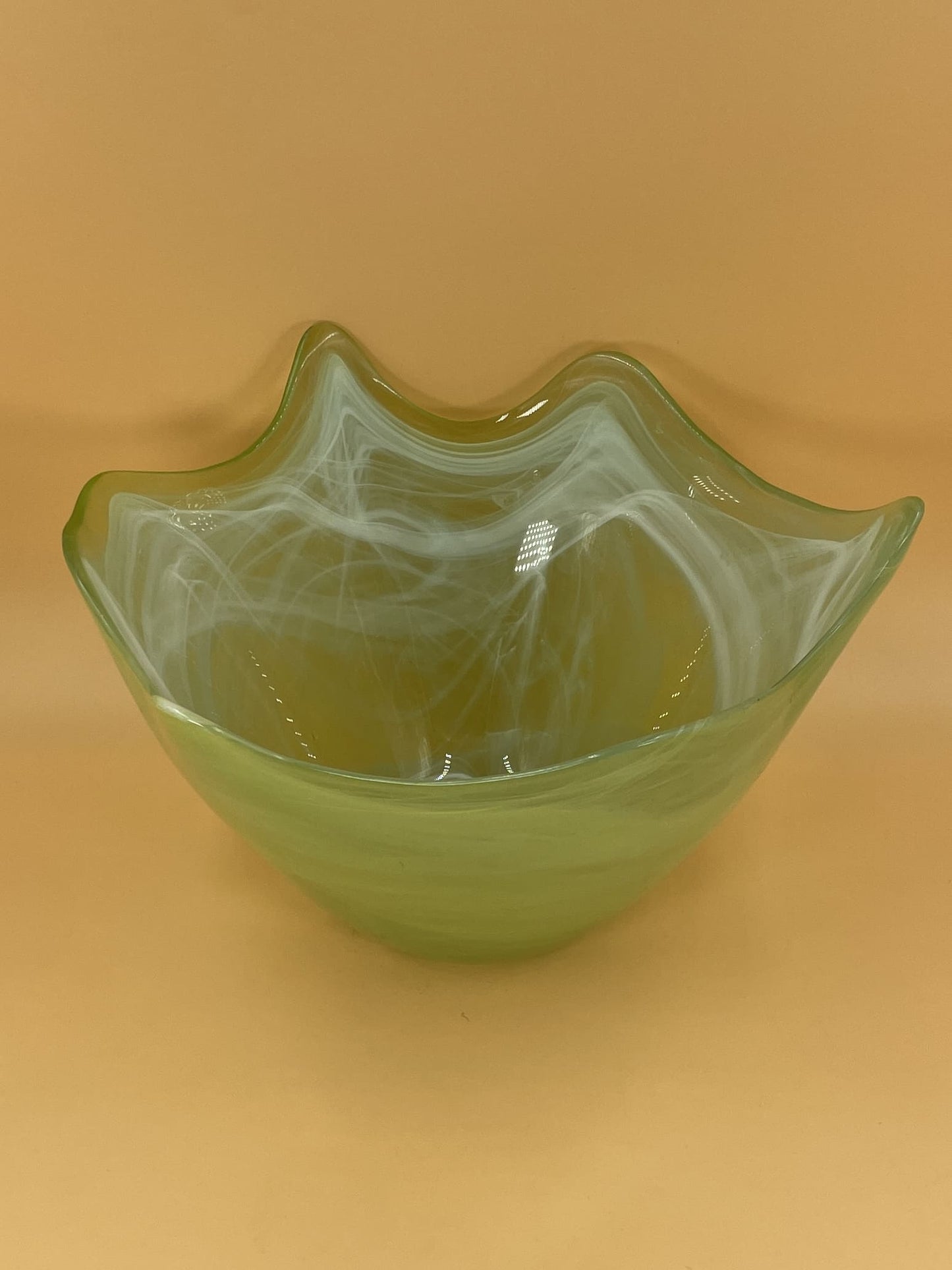 Wavy Green Glass Bowl