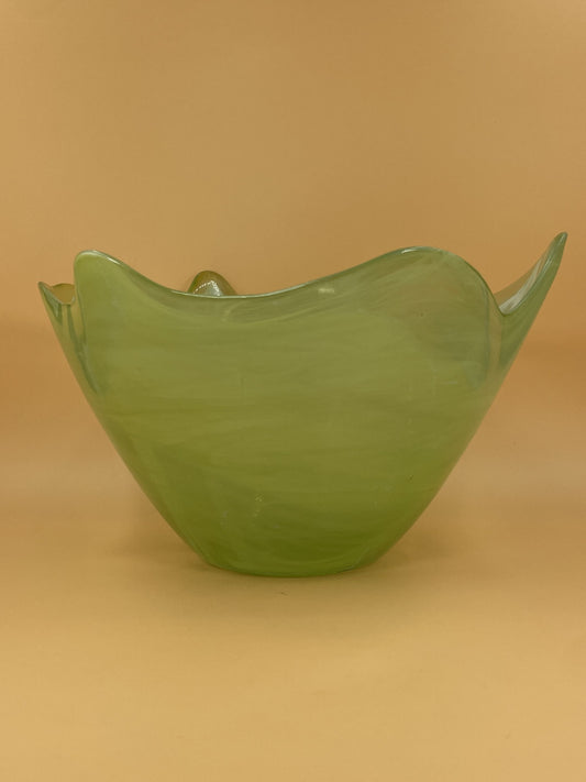 Wavy Green Glass Bowl