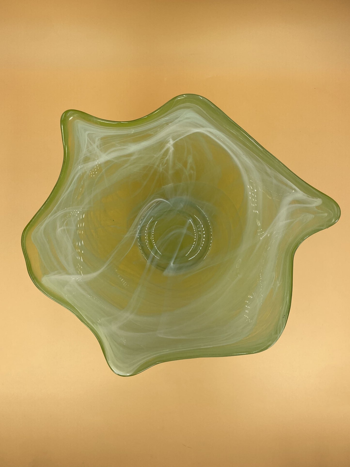 Wavy Green Glass Bowl