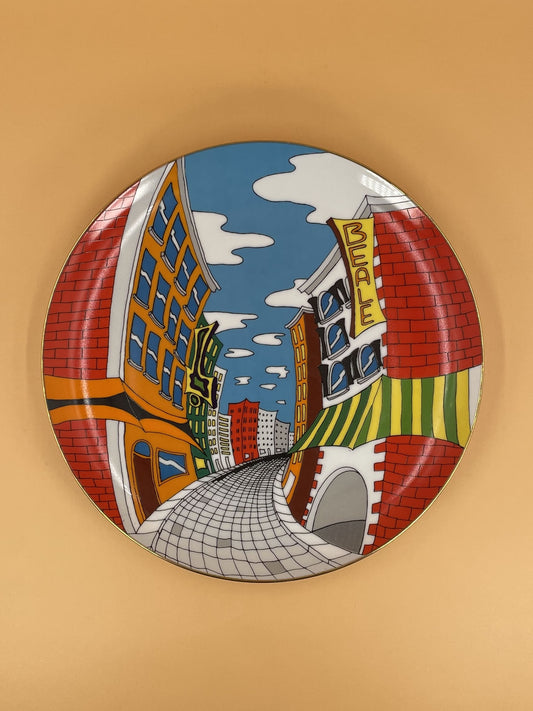 Decorative Bendy City Street Colorful Plate