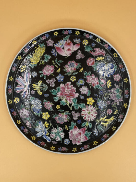 Black Floral Plate