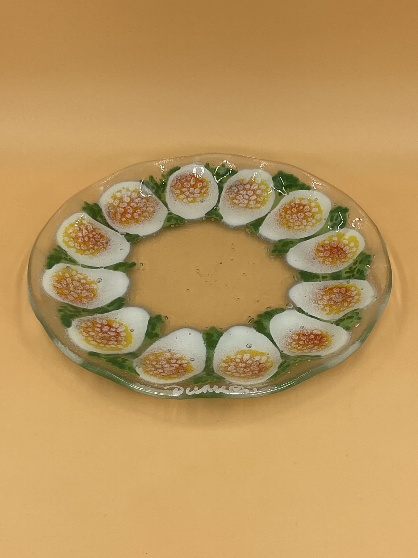 Handmade Deviled Eggs Glass Plate