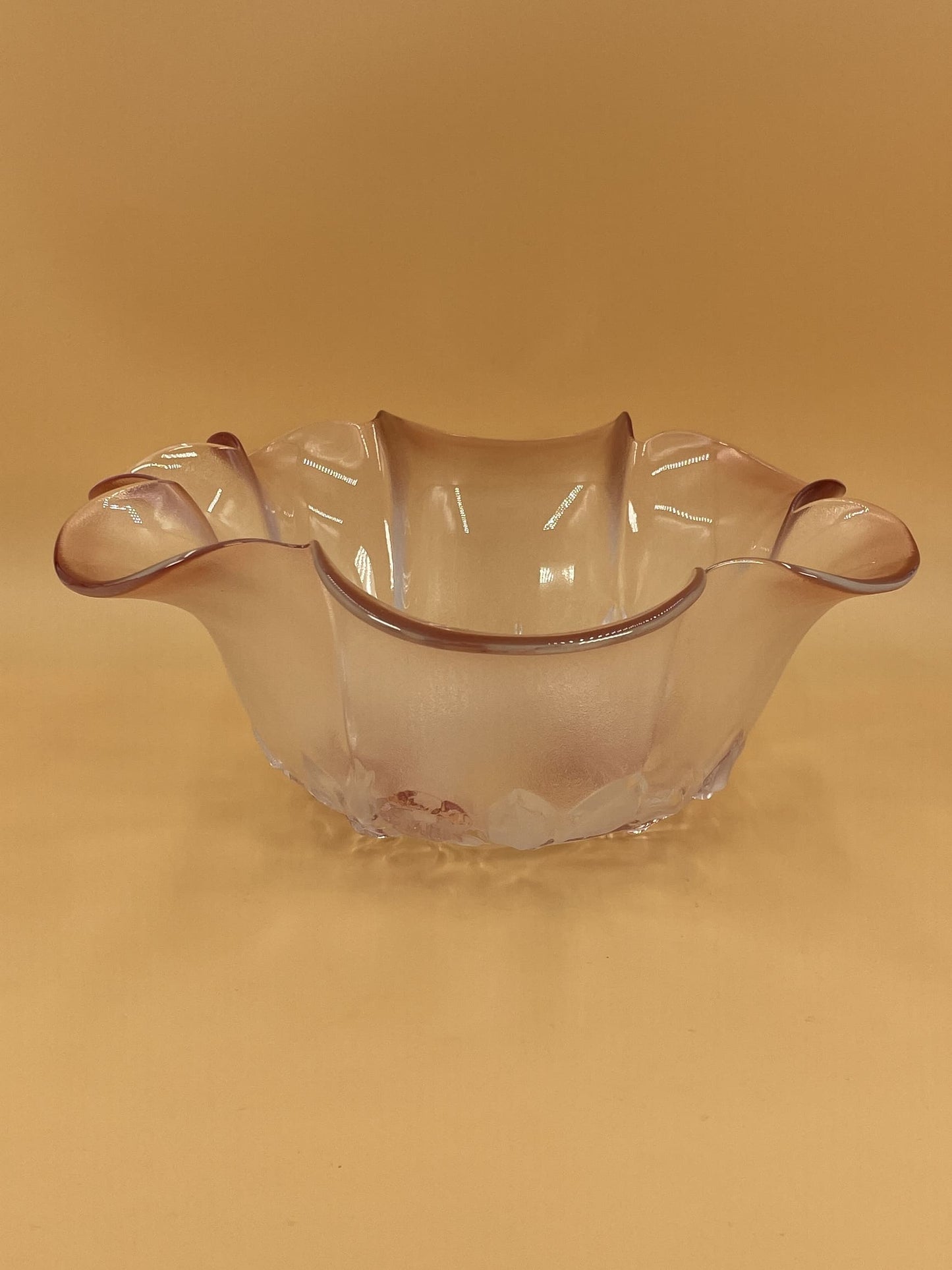 Pink Wavy Floral Glass Bowl