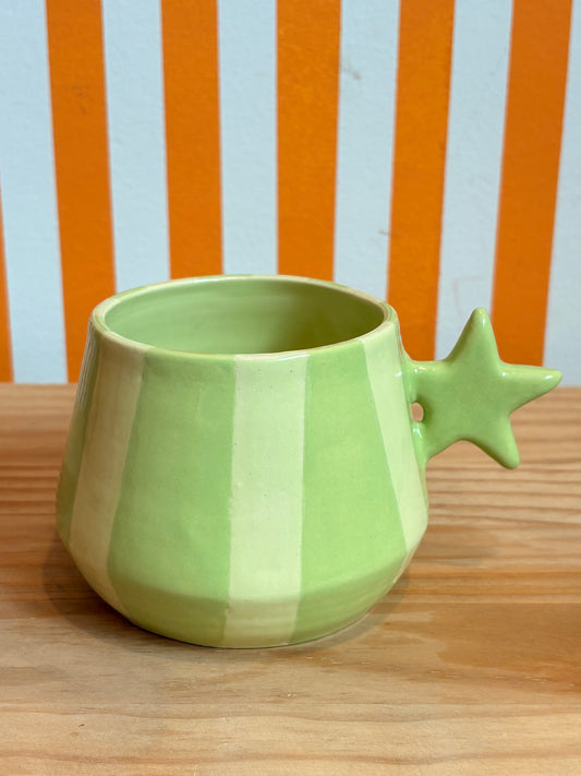 Mellow Ceramics Star Mug | Green + Yellow Stripe