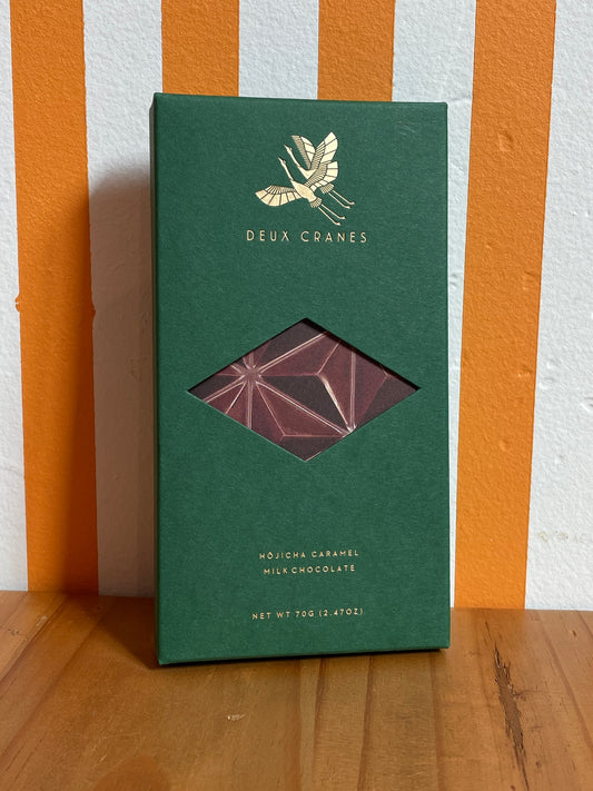 Deux Cranes Hōjicha Caramel Milk Chocolate Bar