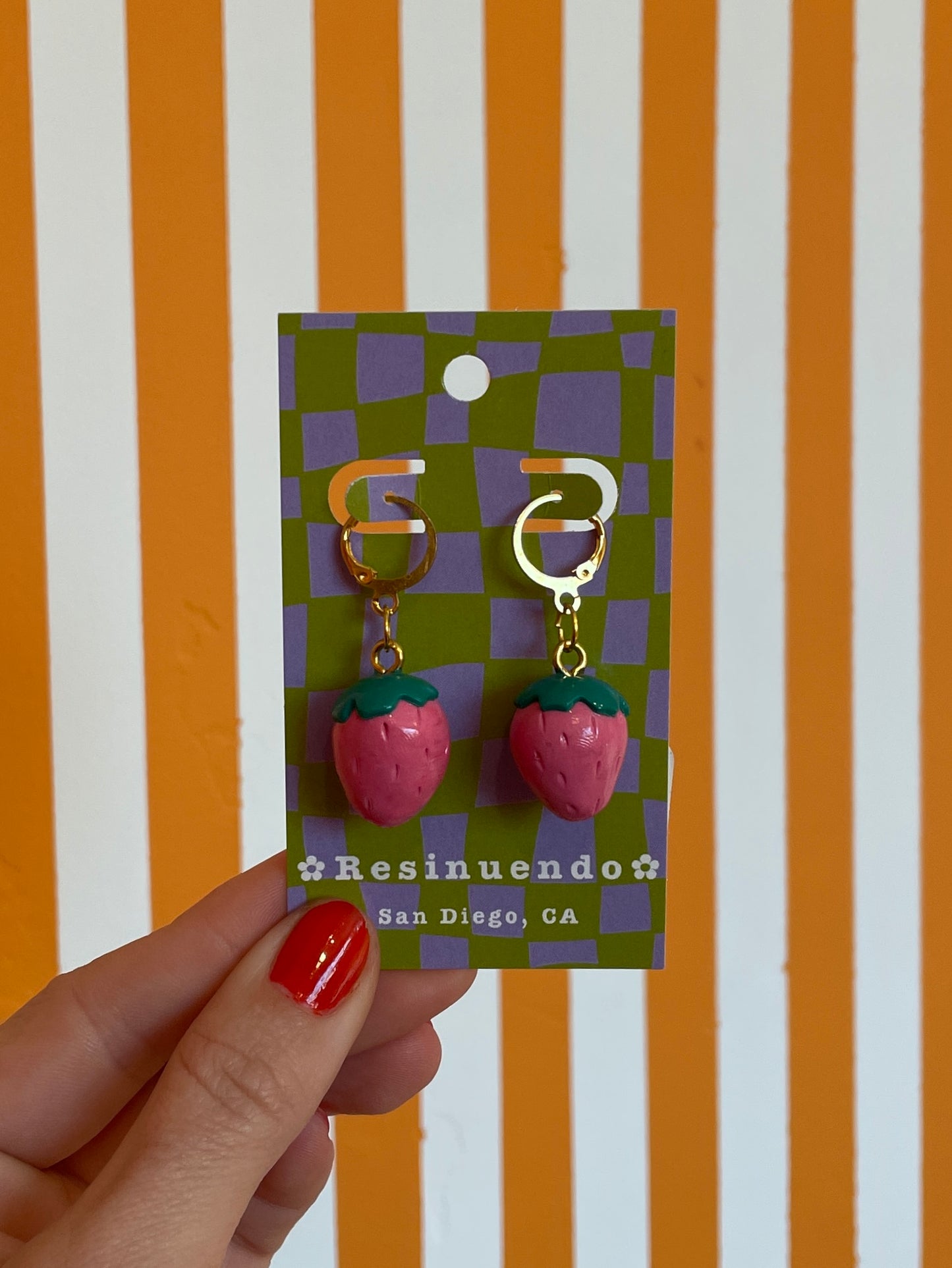 Resinuendo Earring Pair | Pink Strawberries